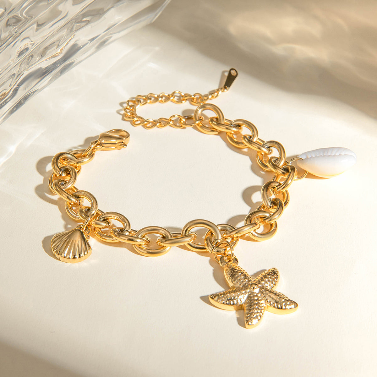 Basic Vacation Classic Style Starfish Shell 304 Stainless Steel 18K Gold Plated Bracelets In Bulk