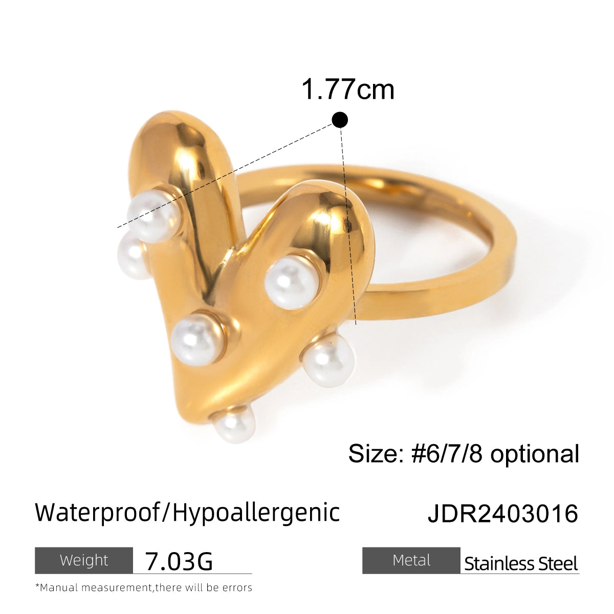 IG Style Simple Style Heart Shape 304 Stainless Steel Pearl 18K Gold Plated Inlay Rings Bracelets Necklace