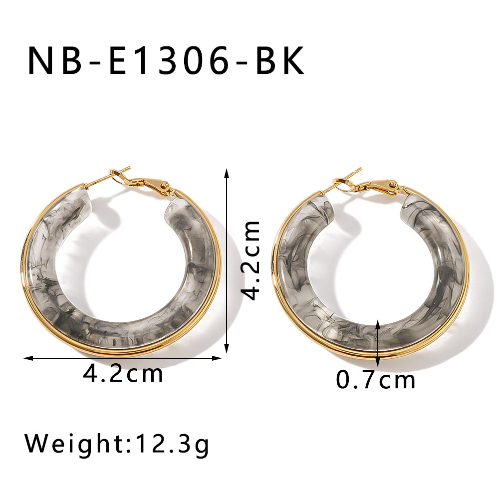 Elegant Simple Style Classic Style Circle Multicolor Simple Plating 304 Stainless Steel 18K Gold Plated Earrings