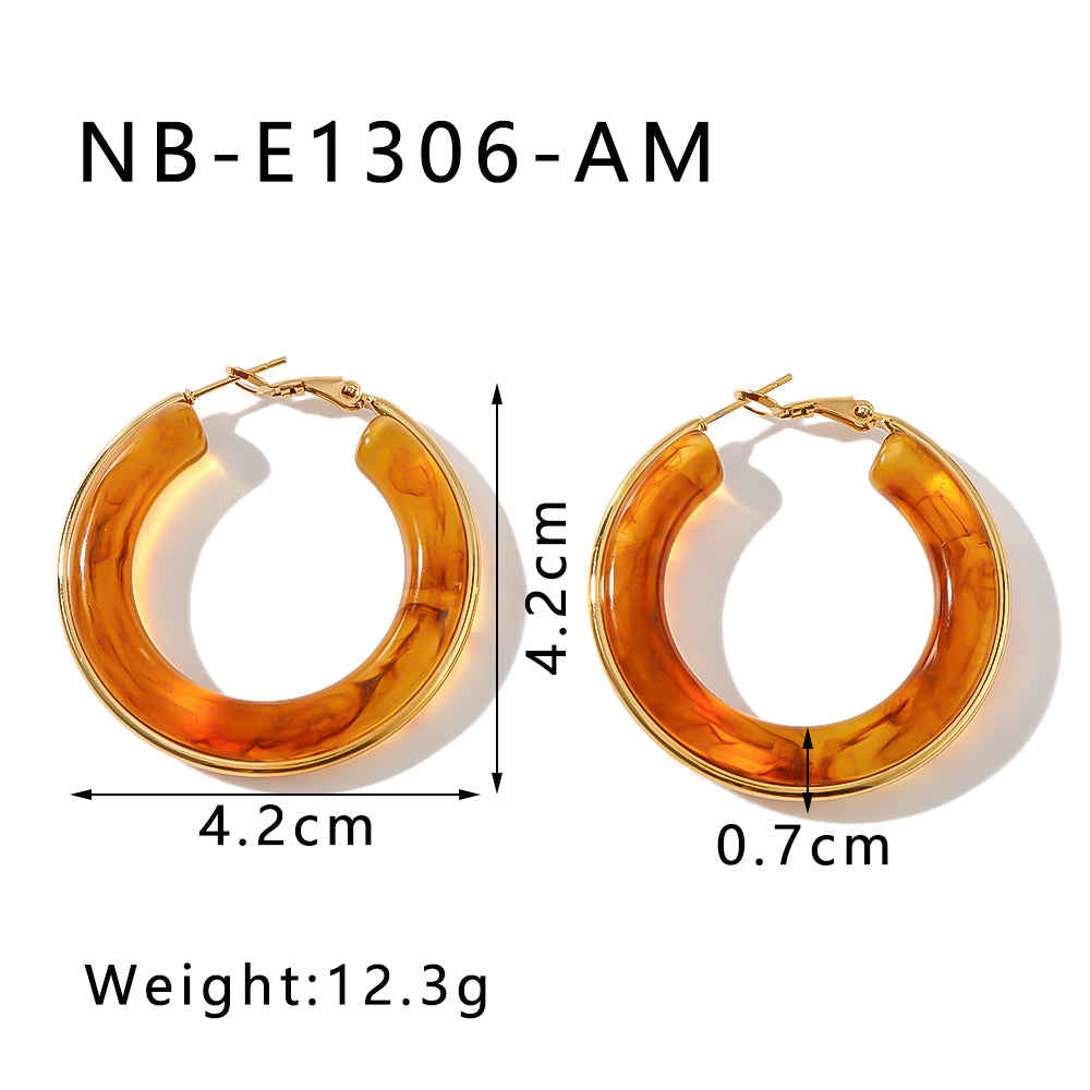 Elegant Simple Style Classic Style Circle Multicolor Simple Plating 304 Stainless Steel 18K Gold Plated Earrings