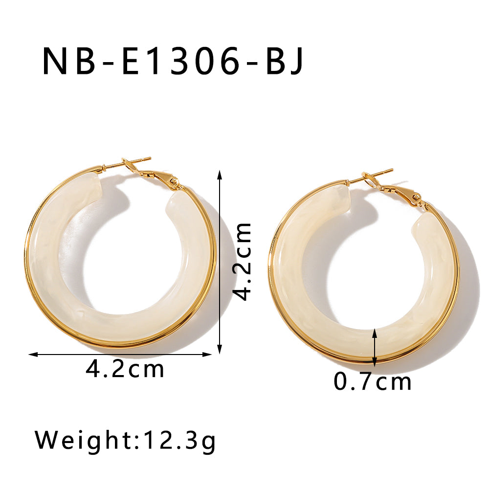 Elegant Simple Style Classic Style Circle Multicolor Simple Plating 304 Stainless Steel 18K Gold Plated Earrings