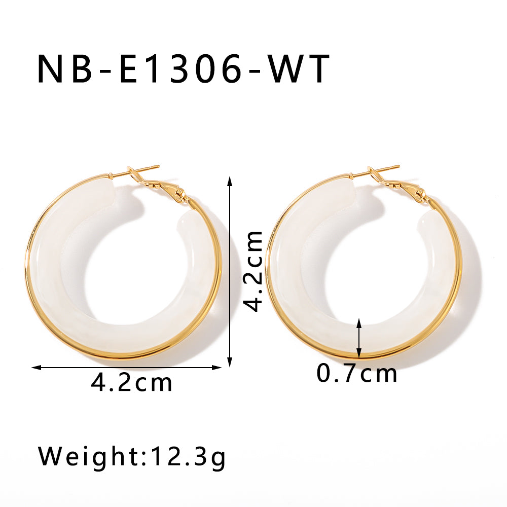 Elegant Simple Style Classic Style Circle Multicolor Simple Plating 304 Stainless Steel 18K Gold Plated Earrings