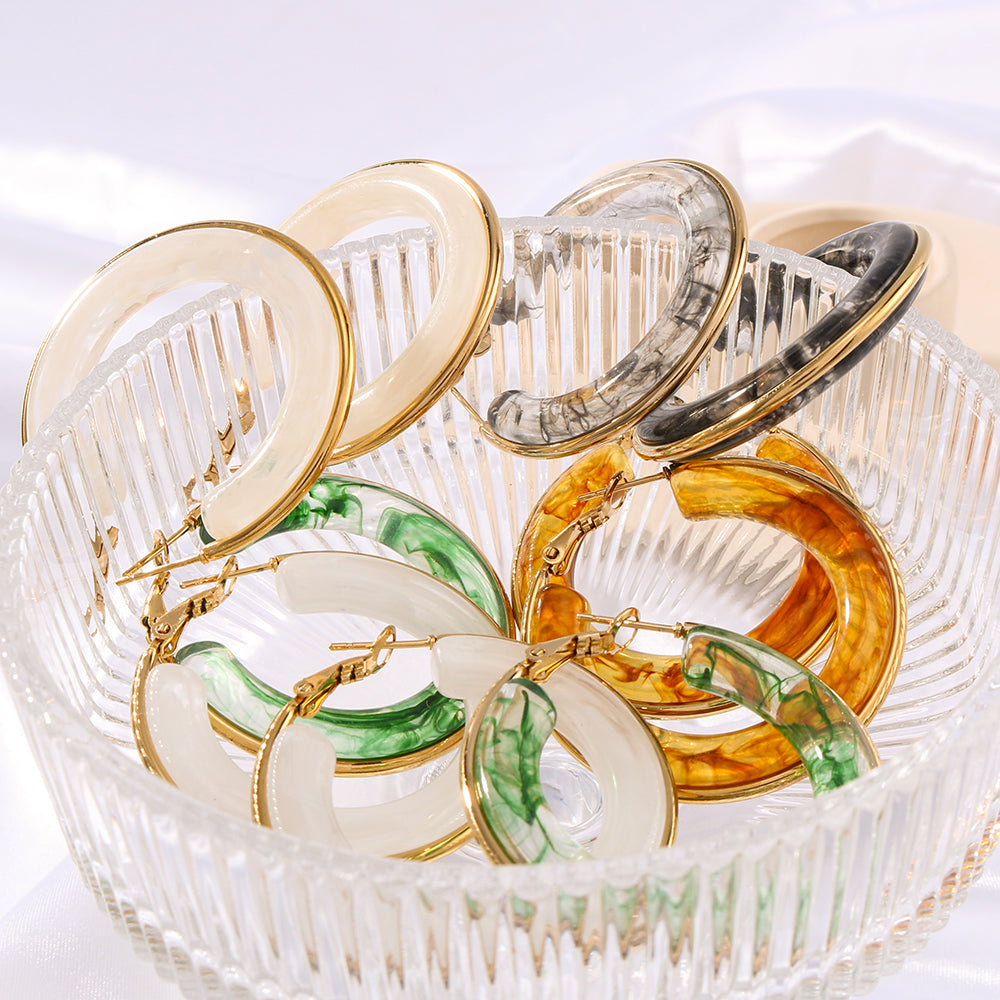 Elegant Simple Style Classic Style Circle Multicolor Simple Plating 304 Stainless Steel 18K Gold Plated Earrings