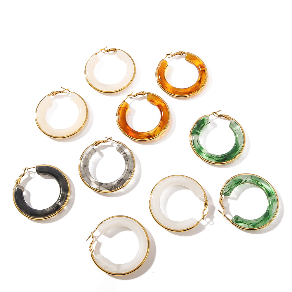 Elegant Simple Style Classic Style Circle Multicolor Simple Plating 304 Stainless Steel 18K Gold Plated Earrings