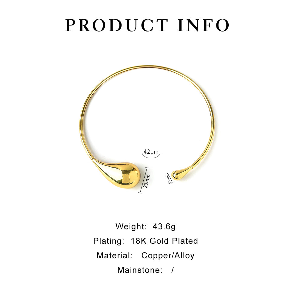 Water Droplets 18K Gold Plated Copper Alloy Choker