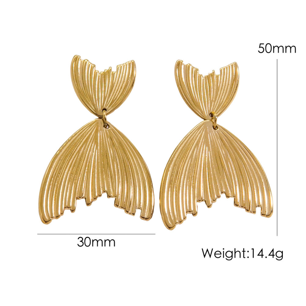 IG Style Exaggerated Streetwear Fish Tail Polishing Plating 304 Stainless Steel 14K Gold Plated Ear Studs