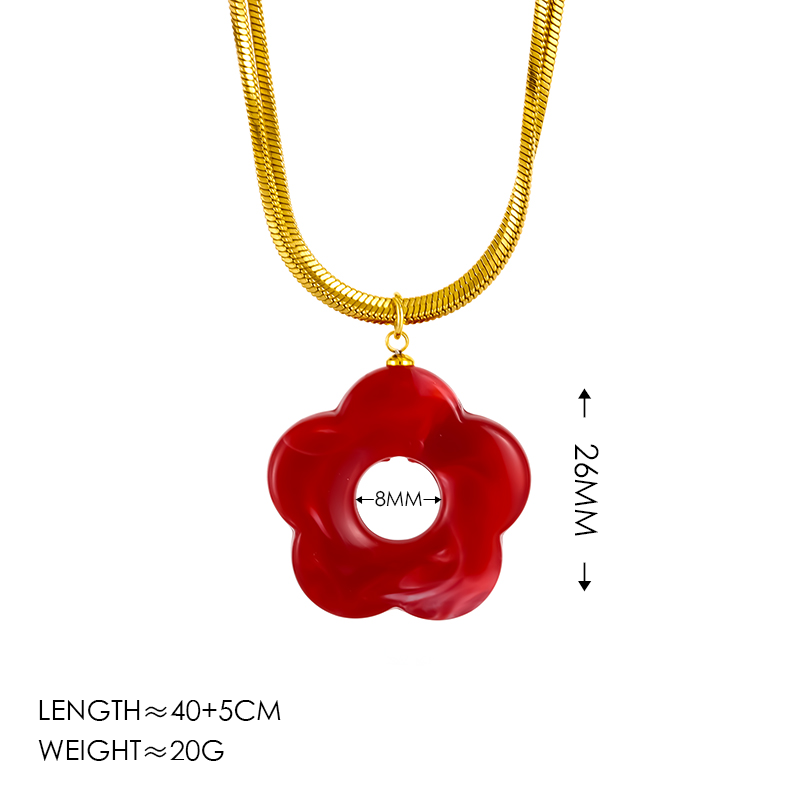 Vintage Style Simple Style Flower 304 Stainless Steel 18K Gold Plated Plating Pendant Necklace