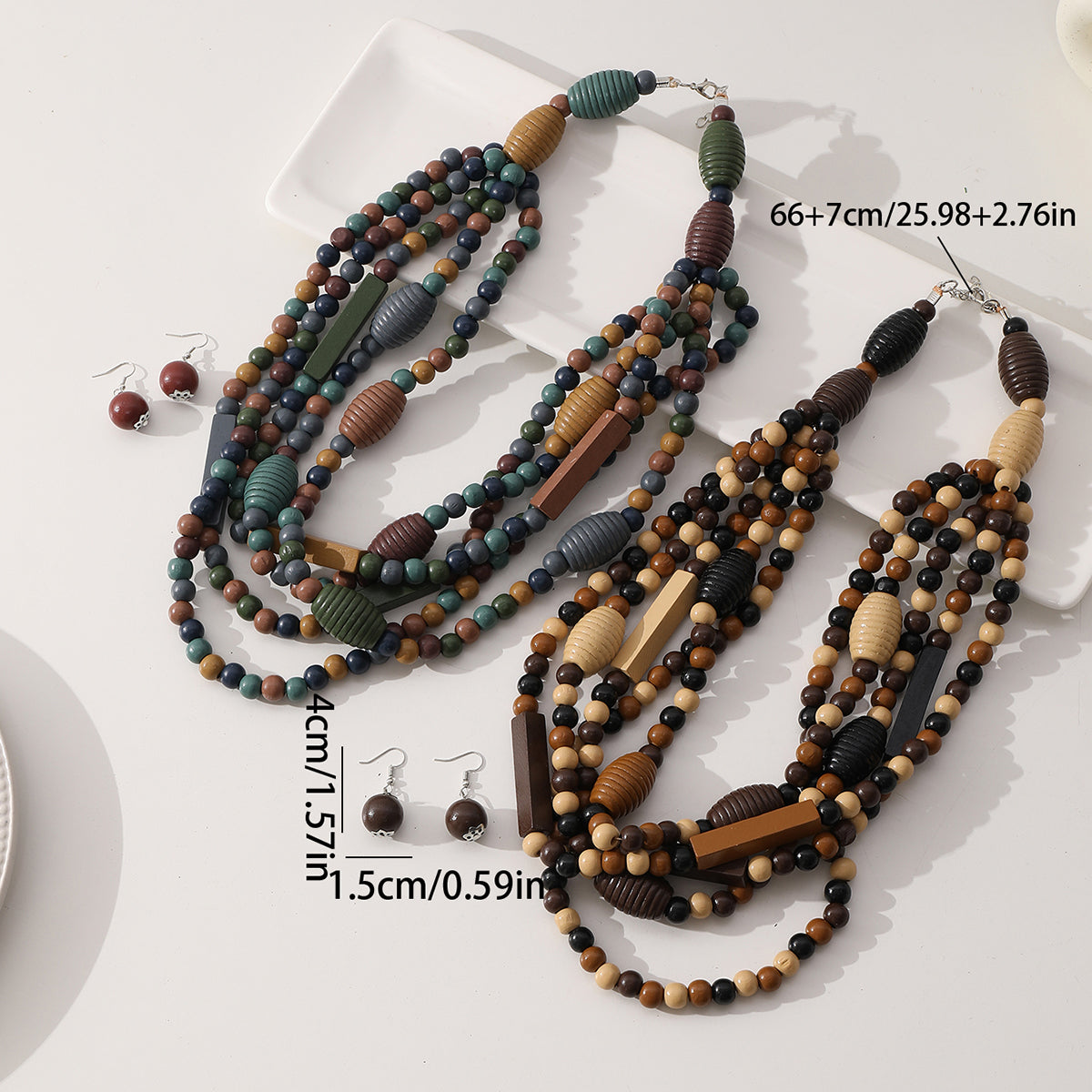 Retro Exaggerated Ethnic Style Geometric Wooden Beads Wood Women's Jewelry Set