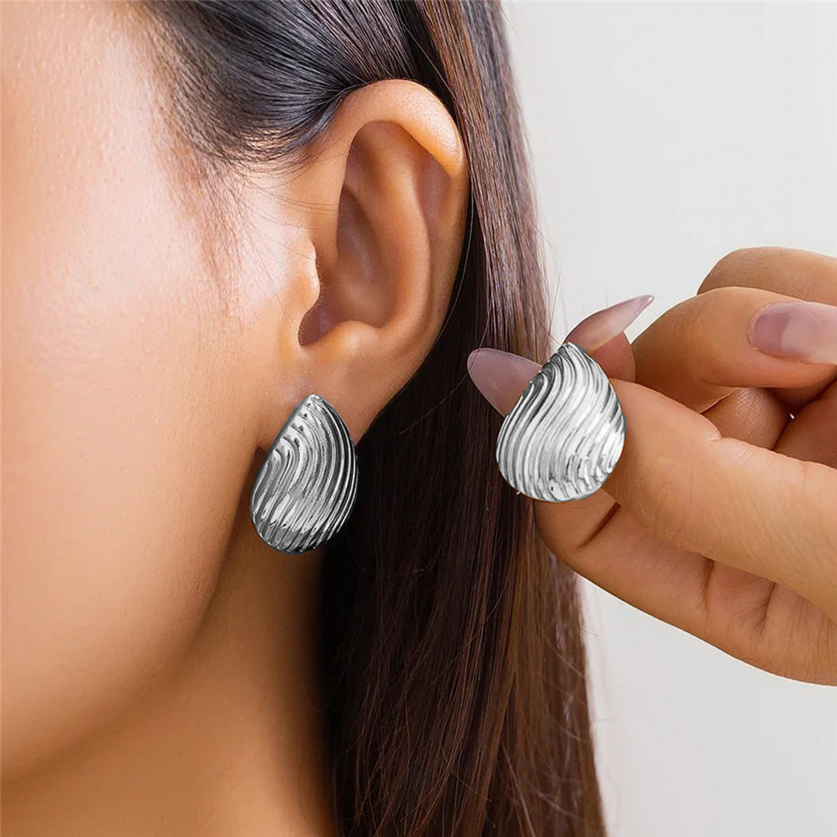 Sweet Water Droplets Shell 304 Stainless Steel 18K Gold Plated Ear Studs