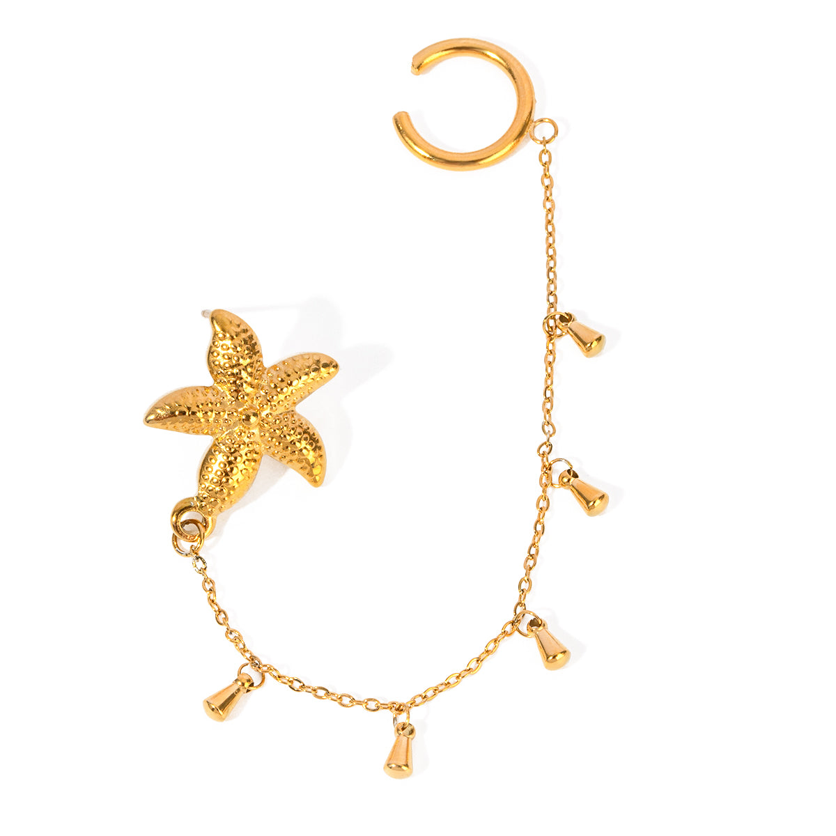 Simple Style Classic Style Starfish Plating 304 Stainless Steel 18K Gold Plated Ear Cuffs