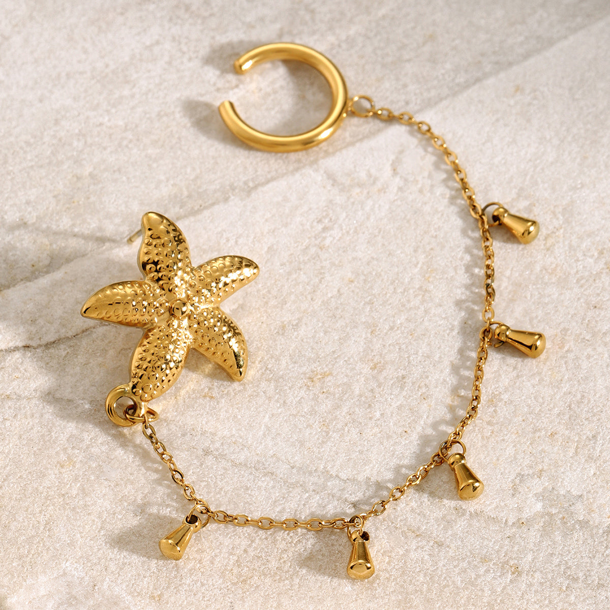 Simple Style Classic Style Starfish Plating 304 Stainless Steel 18K Gold Plated Ear Cuffs