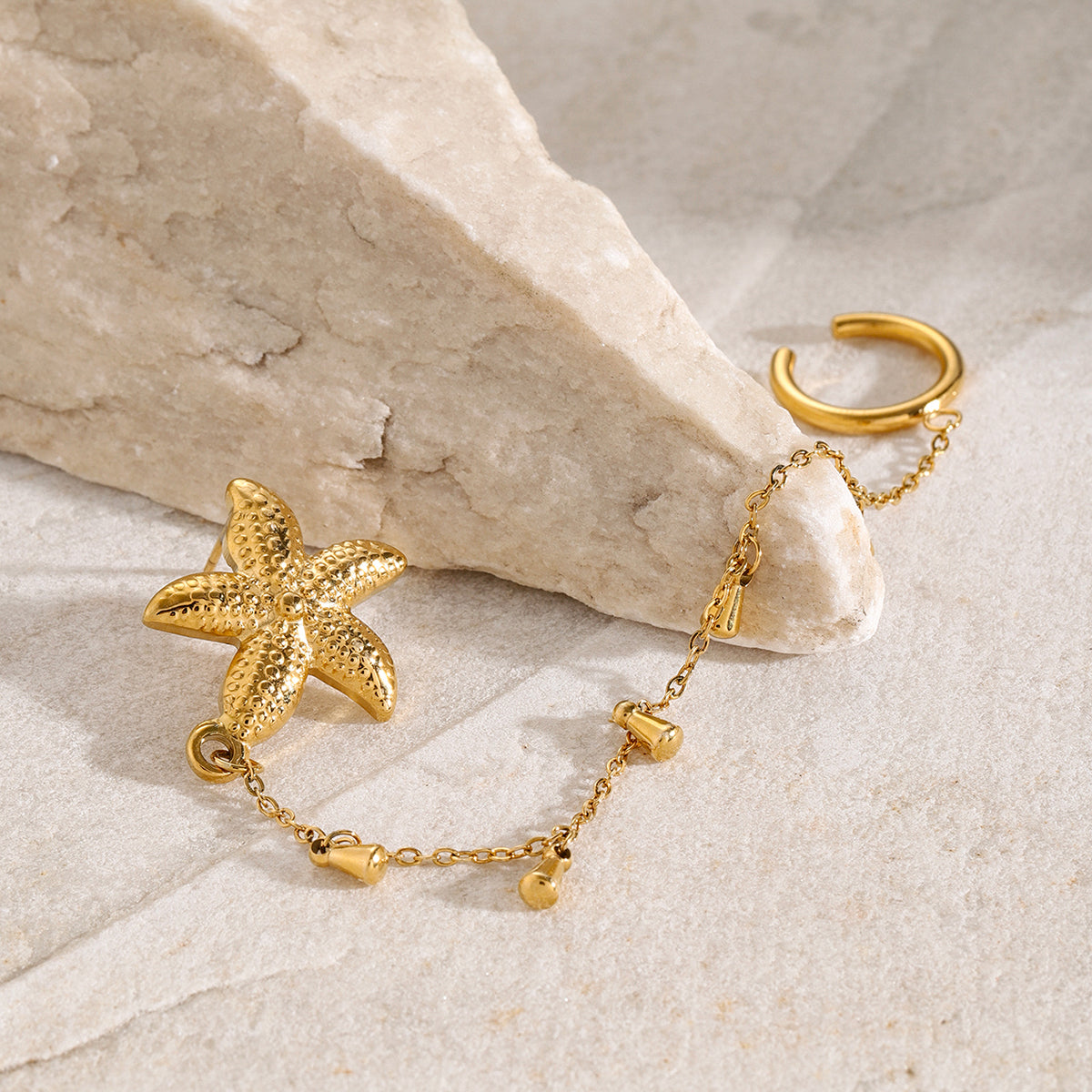 Simple Style Classic Style Starfish Plating 304 Stainless Steel 18K Gold Plated Ear Cuffs