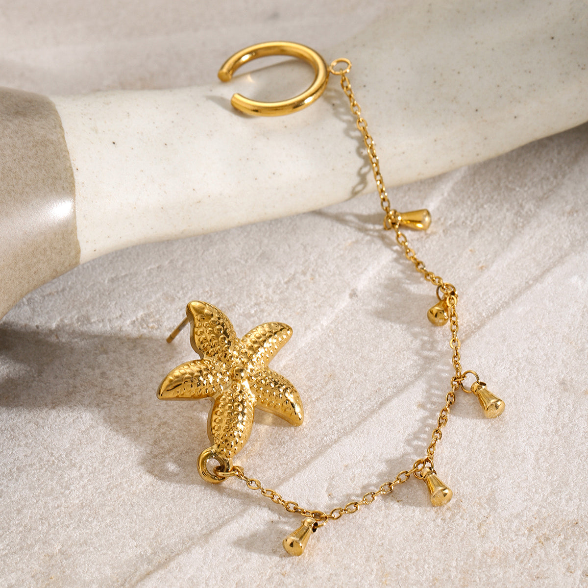 Simple Style Classic Style Starfish Plating 304 Stainless Steel 18K Gold Plated Ear Cuffs