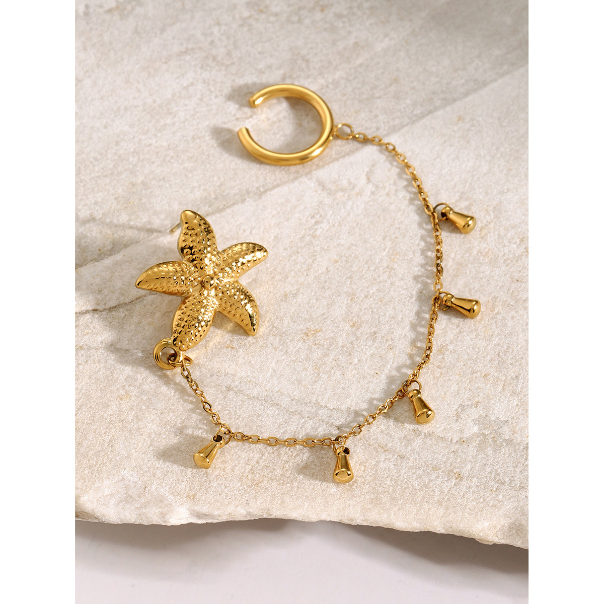 Simple Style Classic Style Starfish Plating 304 Stainless Steel 18K Gold Plated Ear Cuffs