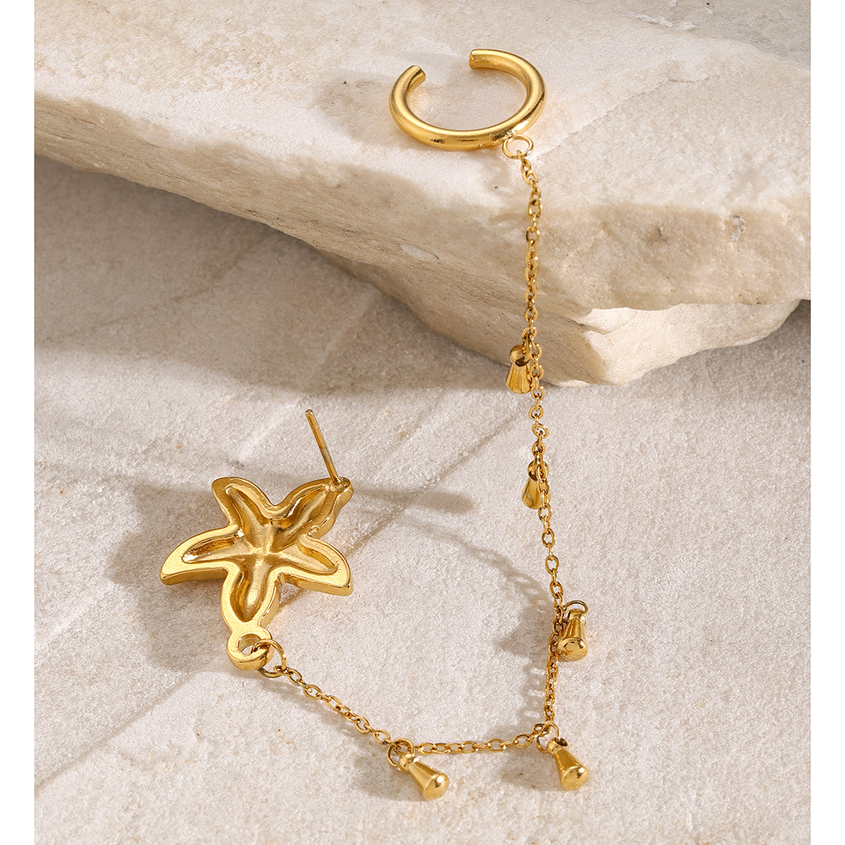 Simple Style Classic Style Starfish Plating 304 Stainless Steel 18K Gold Plated Ear Cuffs