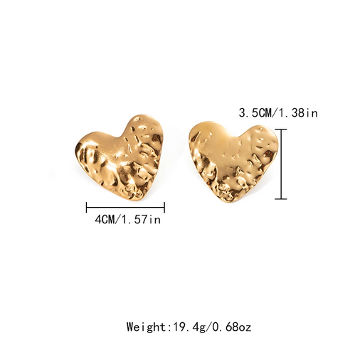 Exaggerated Sweet Heart Shape 304 Stainless Steel Rings Earrings Jewelry Set