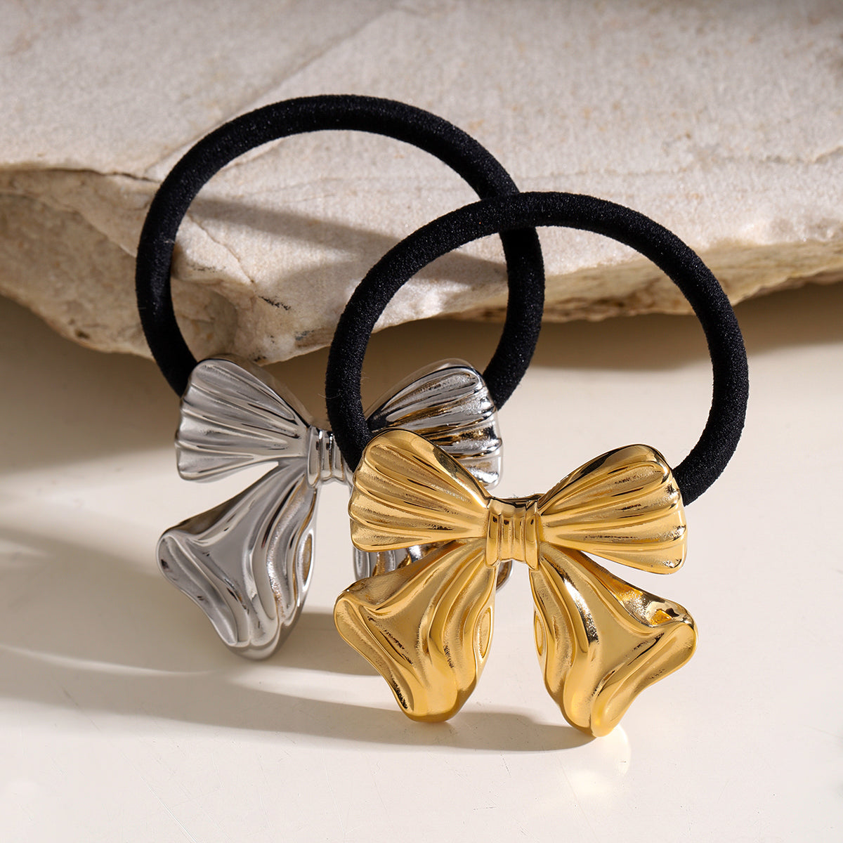 Bow Knot 304 Stainless Steel Rubber Band Hair Tie