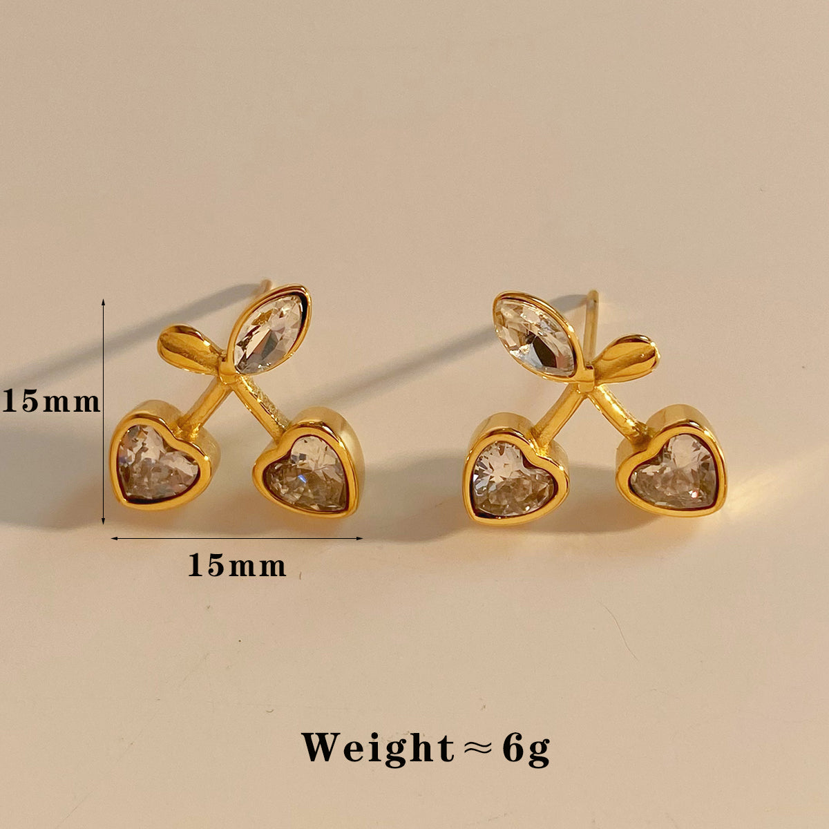 Cherry 304 Stainless Steel Zircon Ear Studs