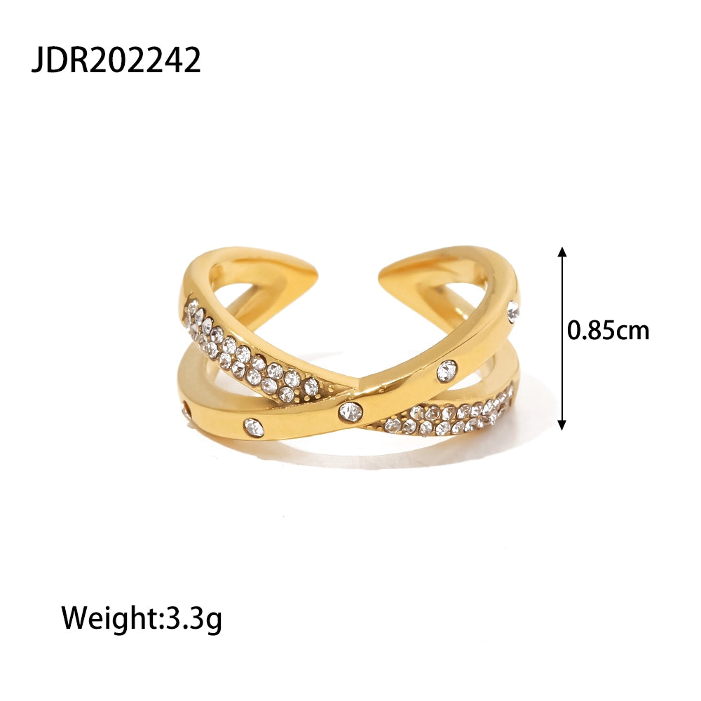 304 Stainless Steel Zircon Inlay Rings