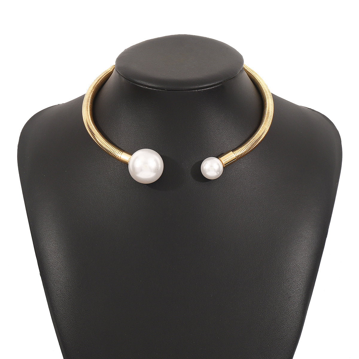 Elegant Exaggerated Streetwear Geometric Imitation Pearl Iron Choker