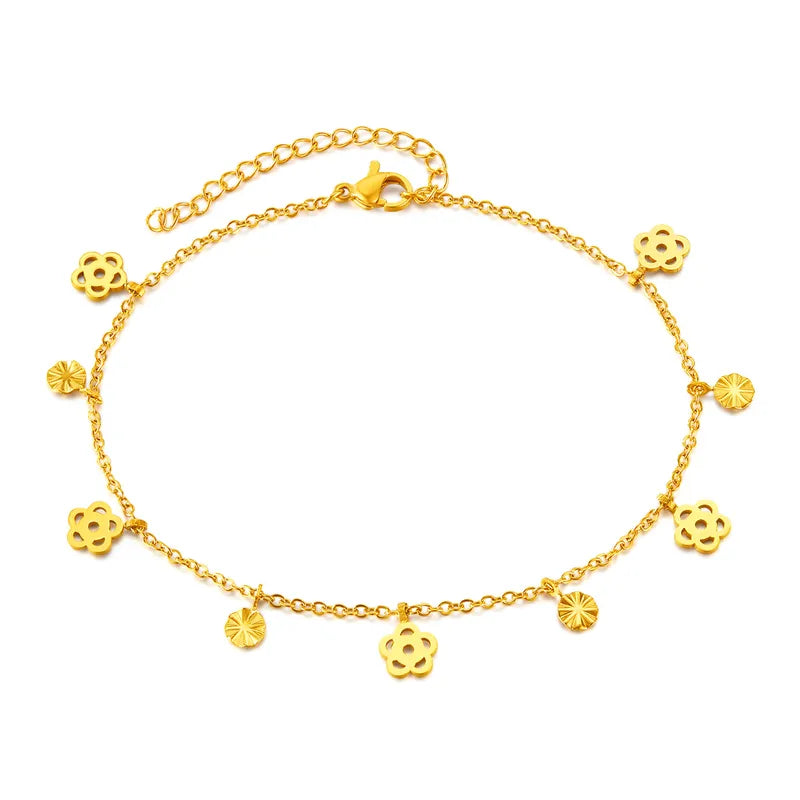 Simple Style Flower 304 Stainless Steel Anklet