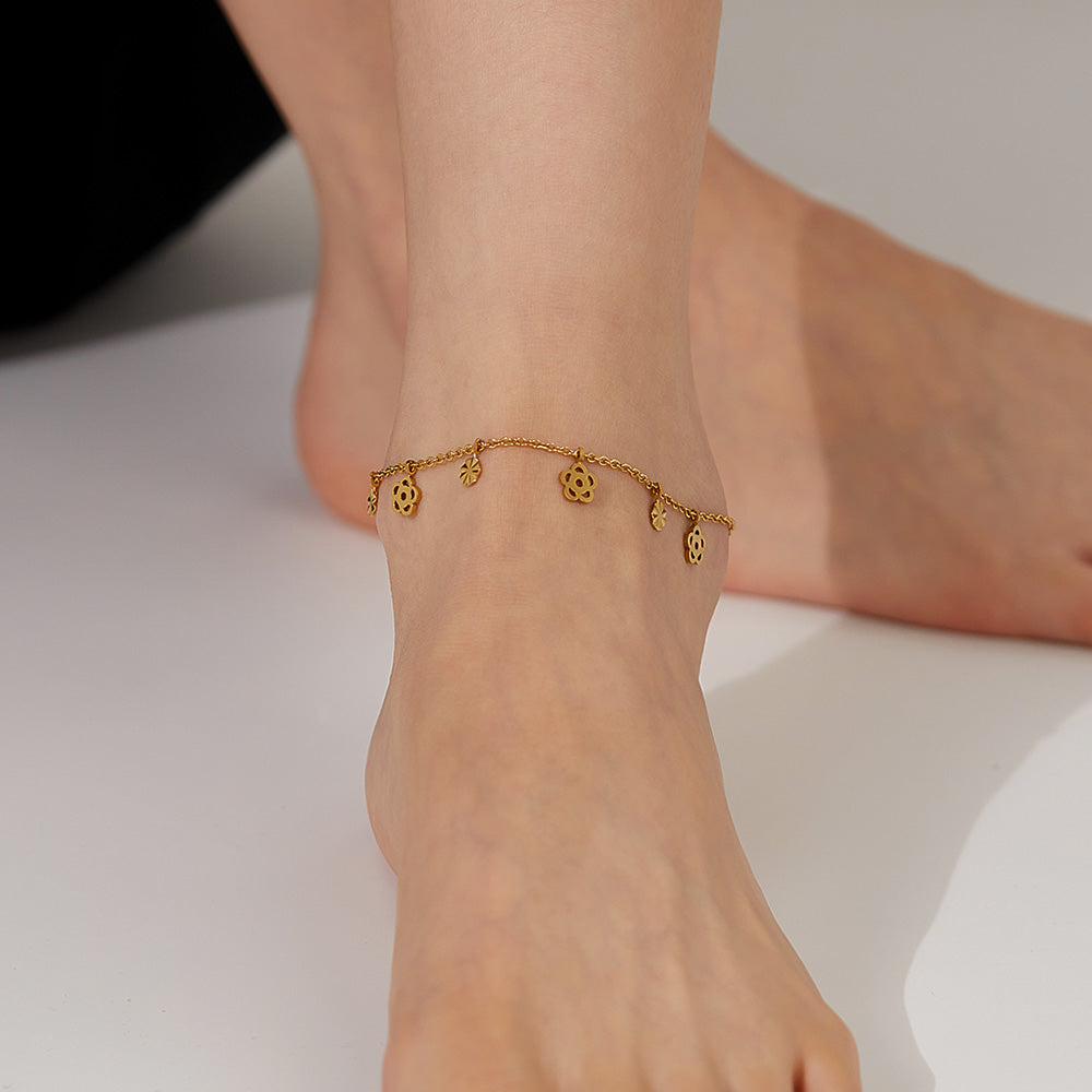 Simple Style Flower 304 Stainless Steel Anklet