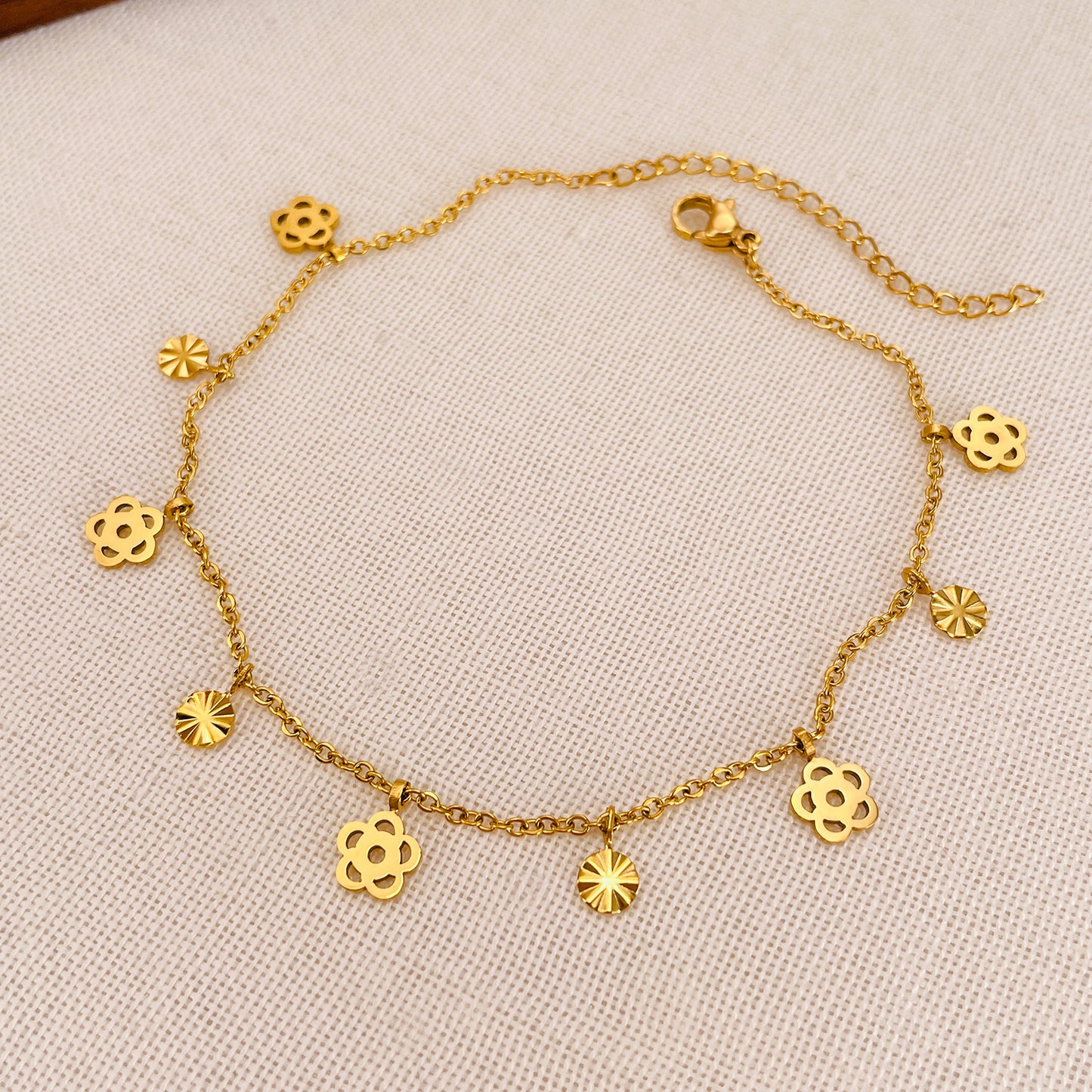 Simple Style Flower 304 Stainless Steel Anklet