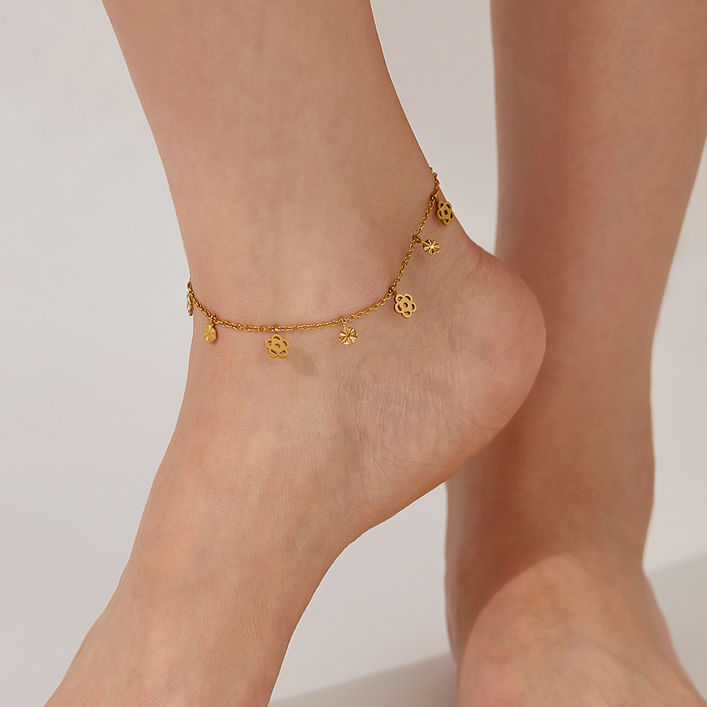 Simple Style Flower 304 Stainless Steel Anklet