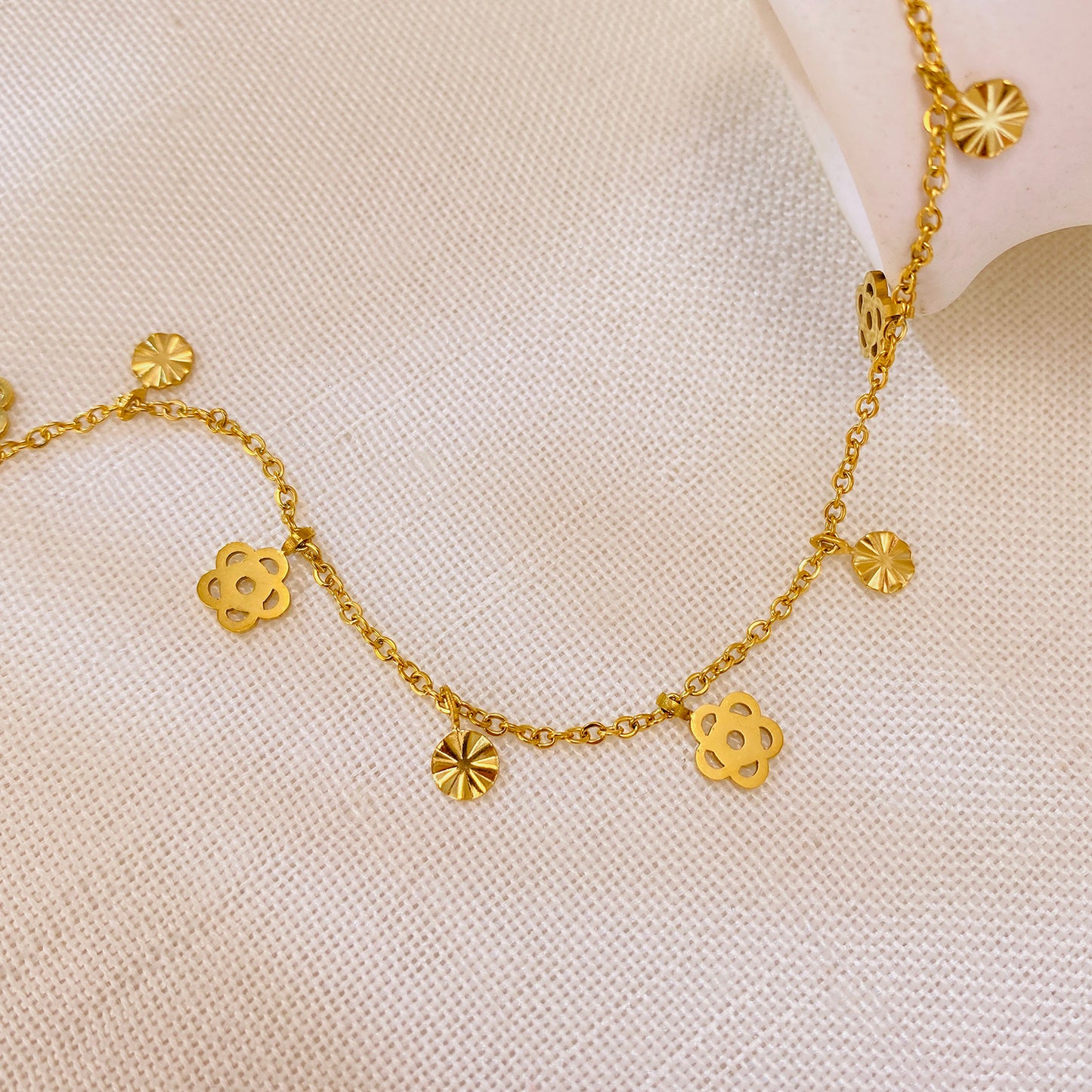 Simple Style Flower 304 Stainless Steel Anklet