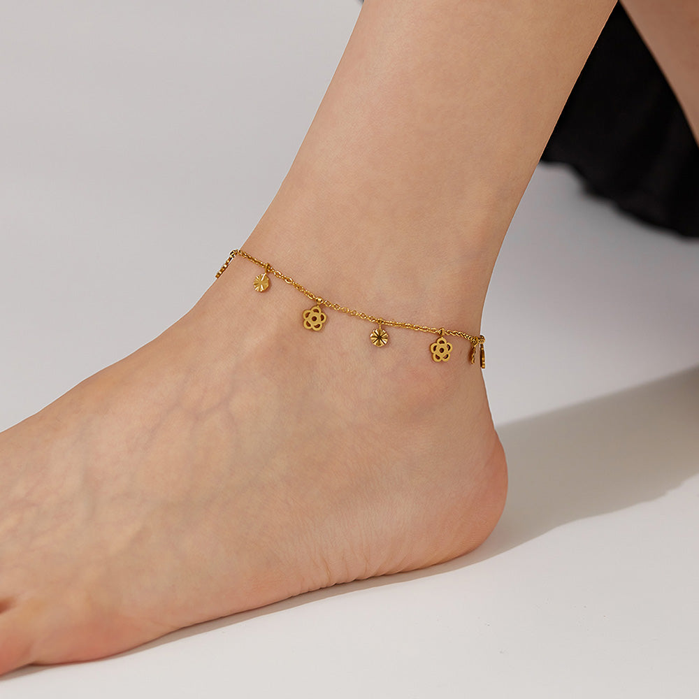 Simple Style Flower 304 Stainless Steel Anklet