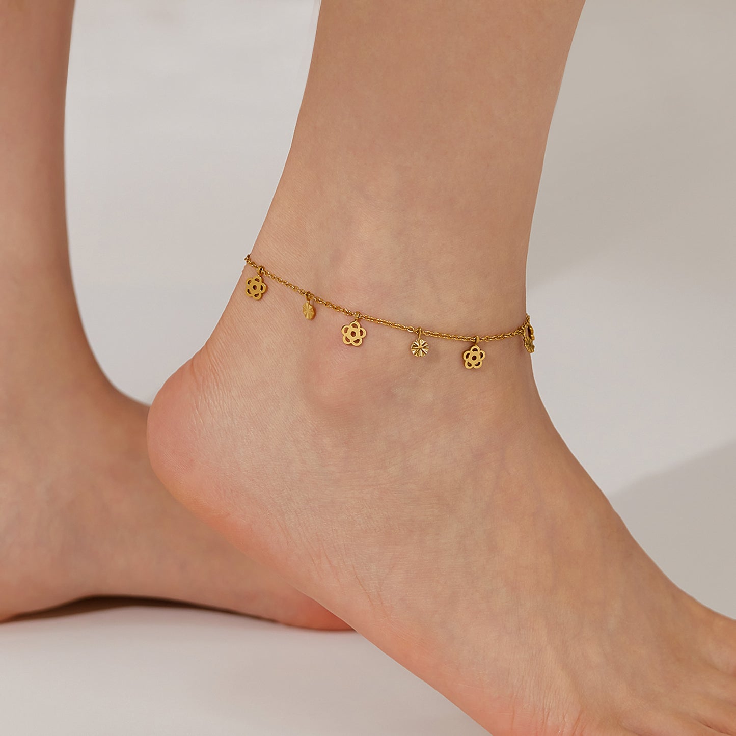 Simple Style Flower 304 Stainless Steel Anklet