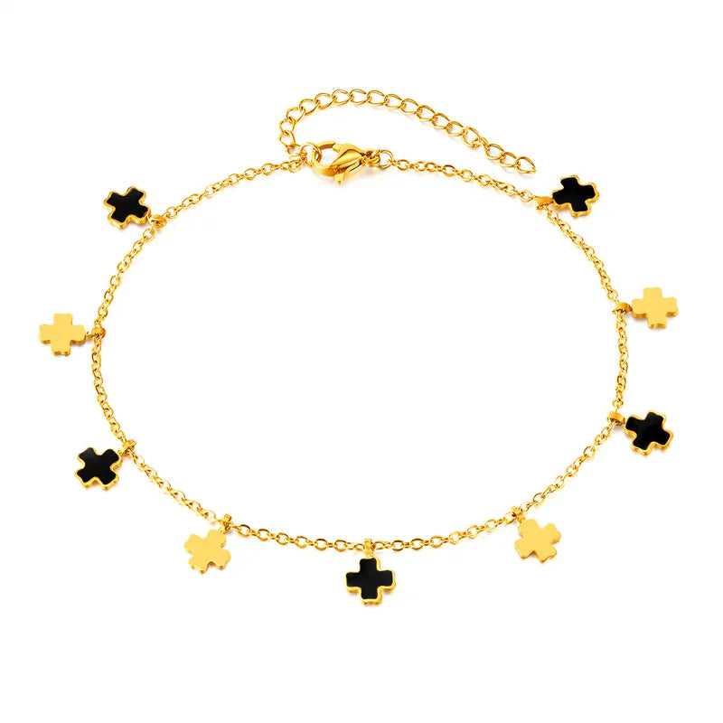 Simple Style Cross 304 Stainless Steel Anklet