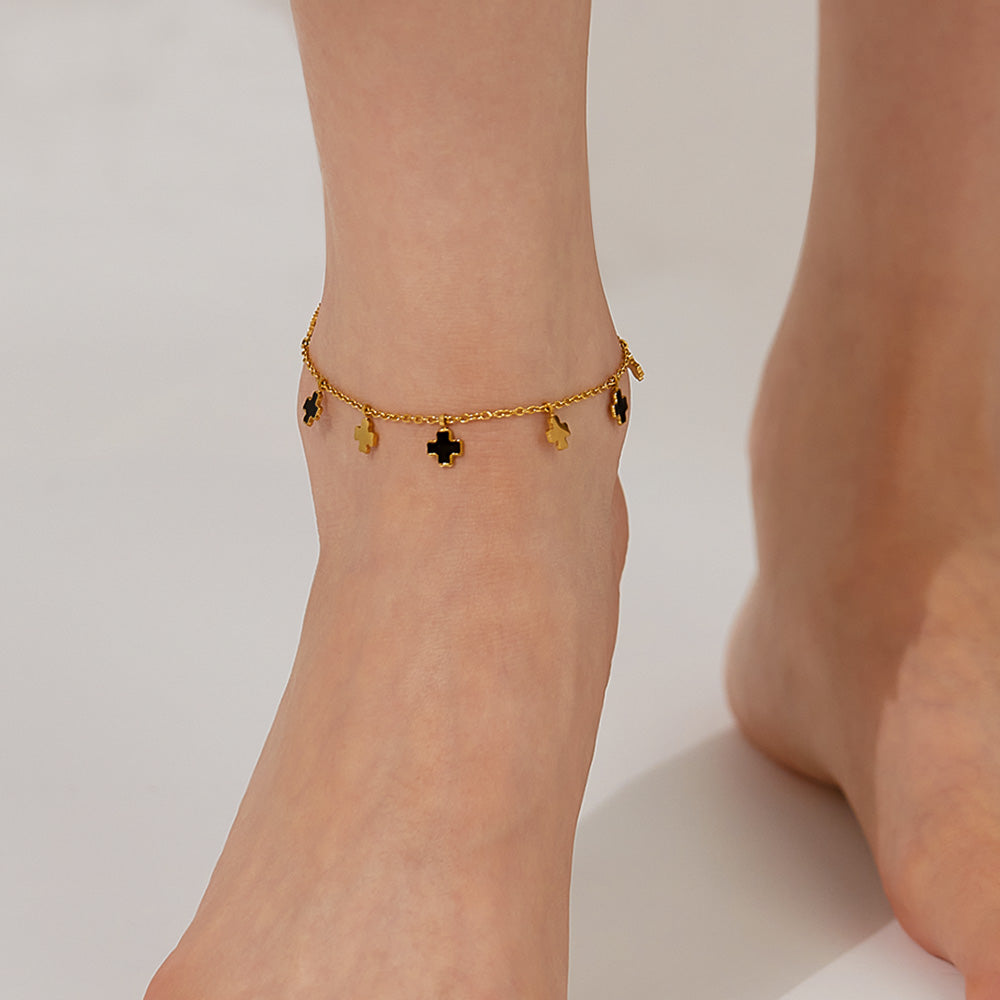 Simple Style Cross 304 Stainless Steel Anklet