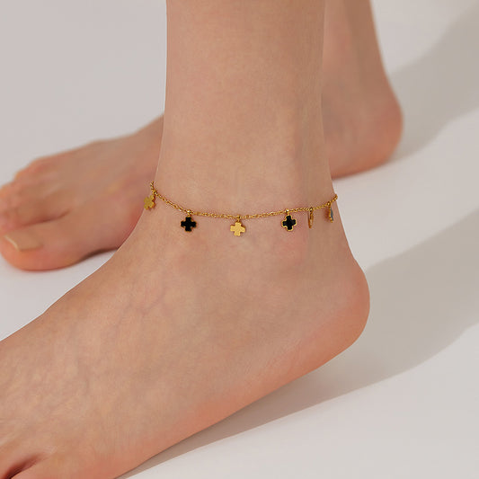 Simple Style Cross 304 Stainless Steel Anklet