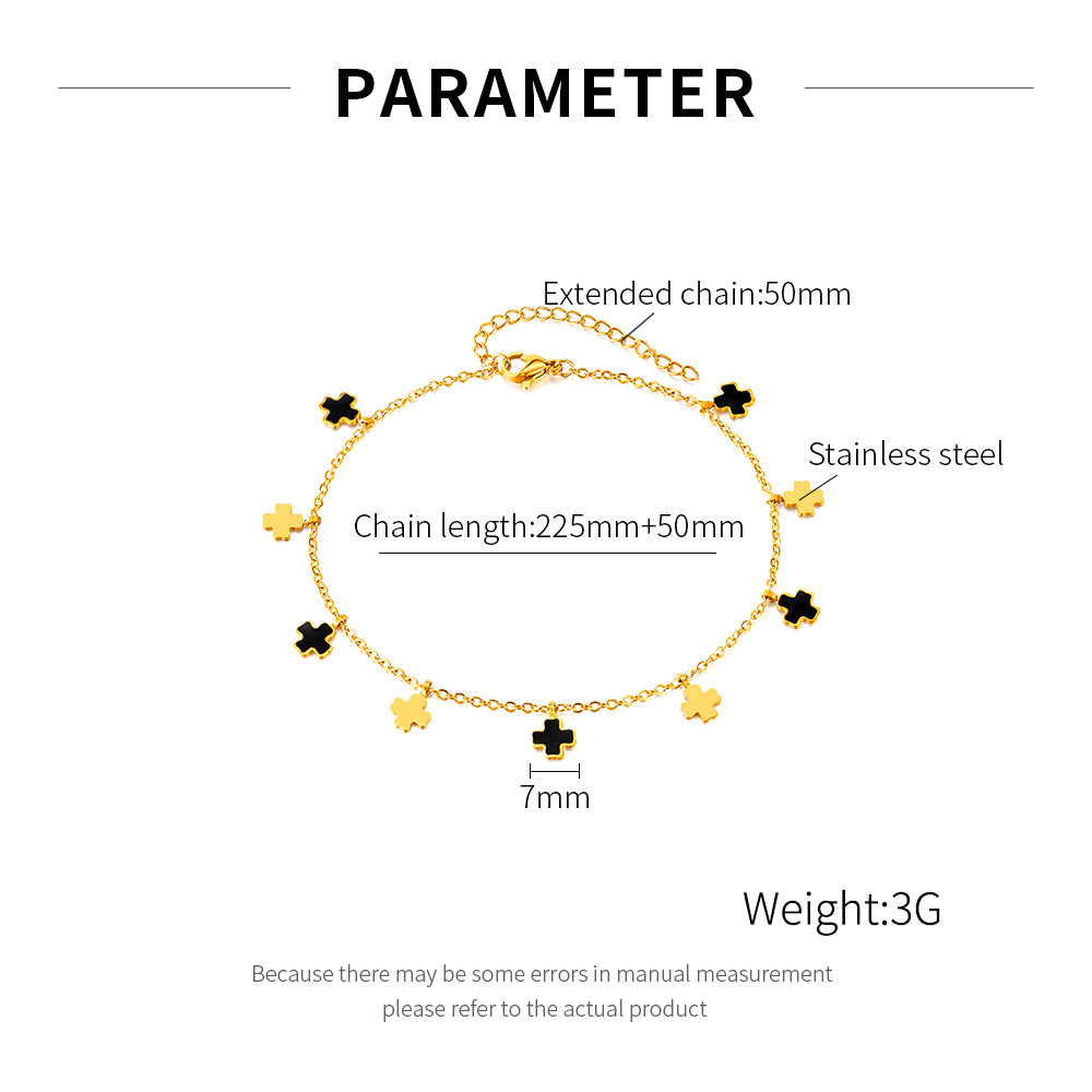 Simple style βραχιόλι ποδιού με μοτίφ σταυρού από ατσάλι