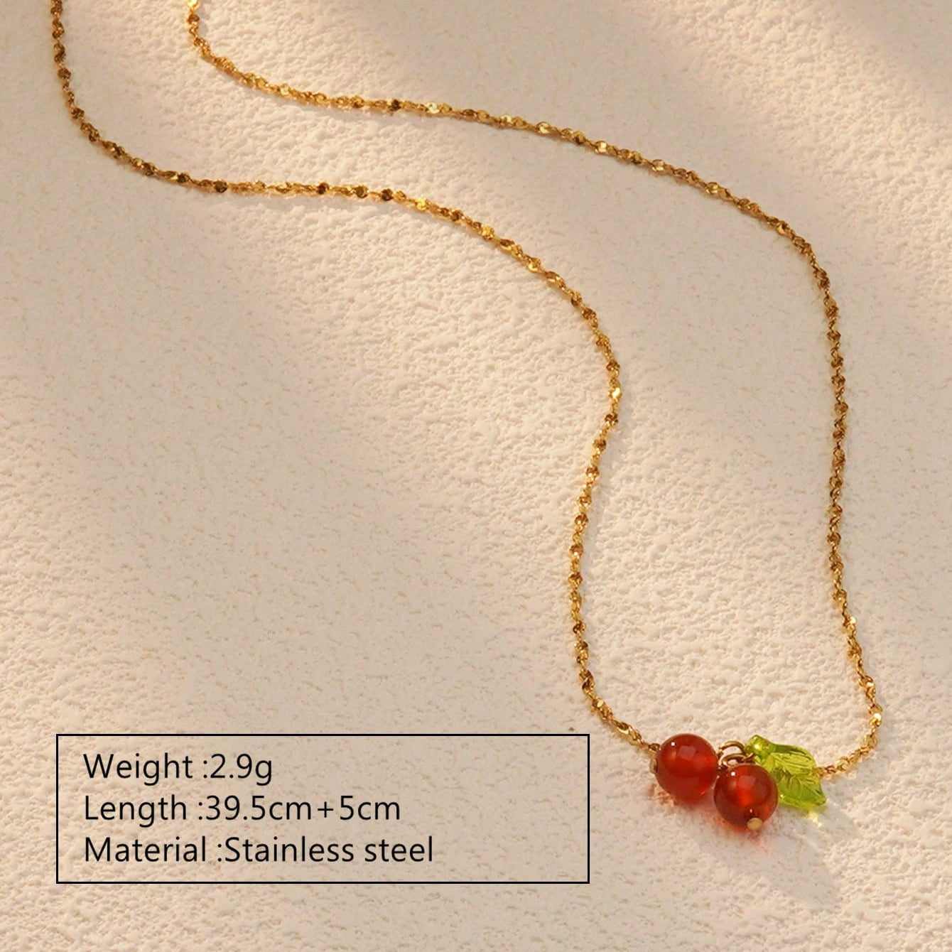 Cute Sweet Cherry Fruit 304 Stainless Steel Jewelry Set