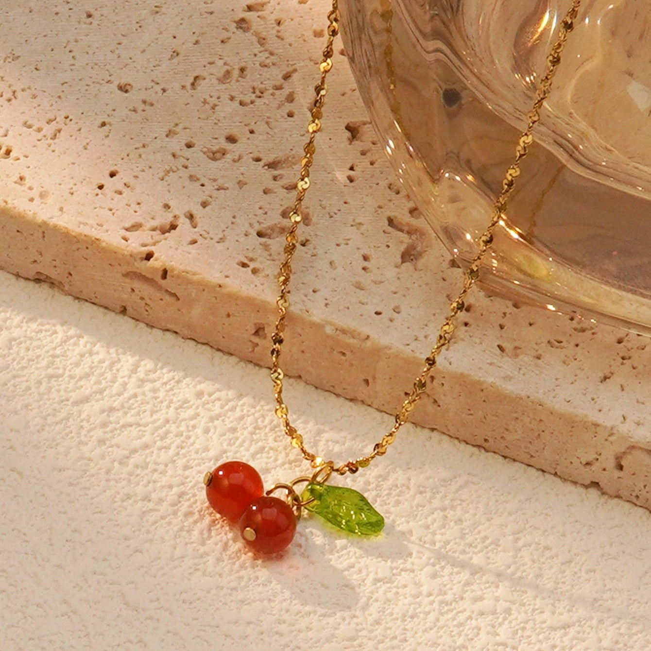 Cute Sweet Cherry Fruit 304 Stainless Steel Jewelry Set