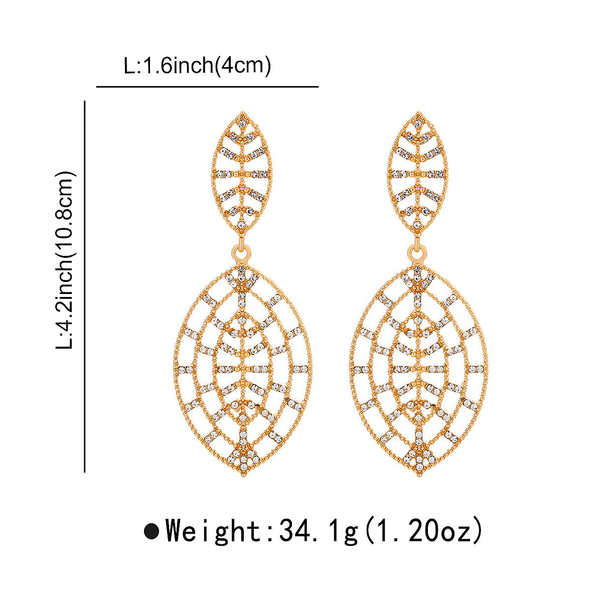 Κομψά Leaf Water Droplets Rhinestones Drop Earrings