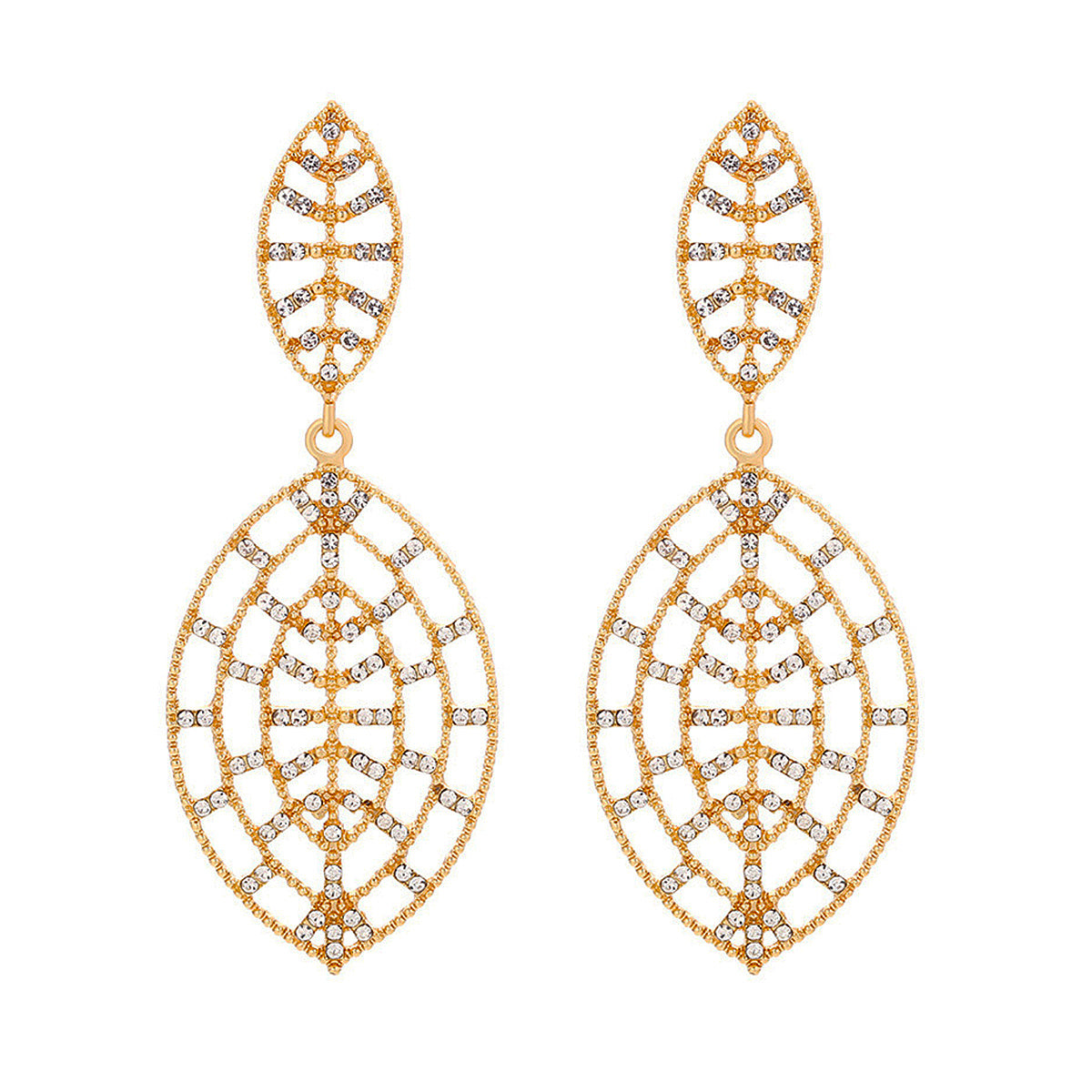 Κομψά Leaf Water Droplets Rhinestones Drop Earrings