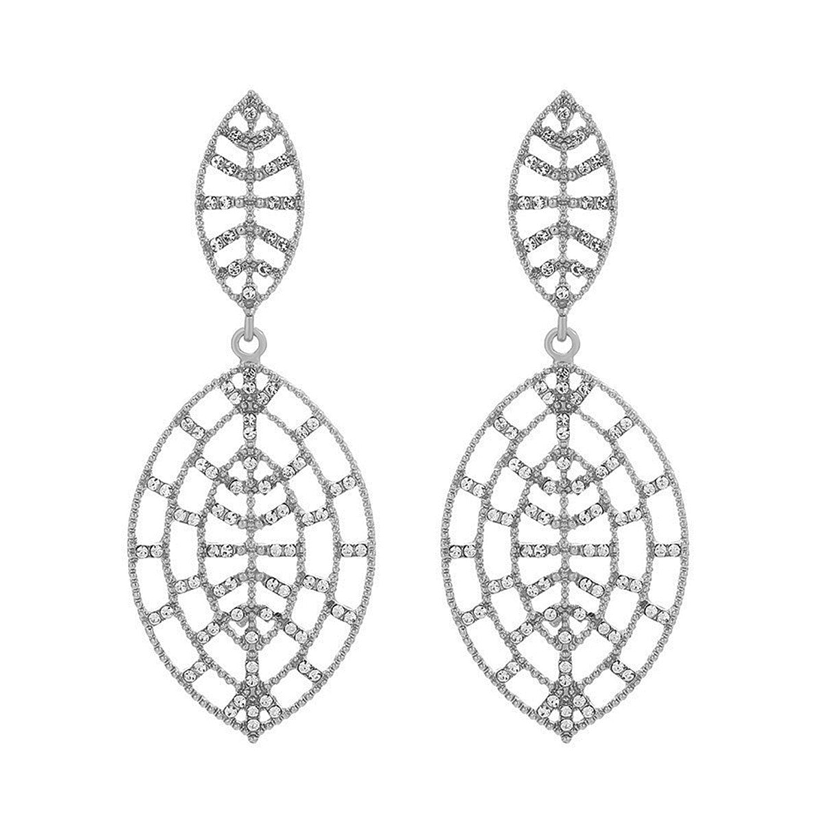 Κομψά Leaf Water Droplets Rhinestones Drop Earrings