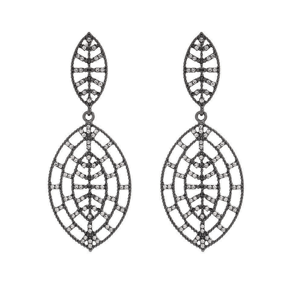 Κομψά Leaf Water Droplets Rhinestones Drop Earrings