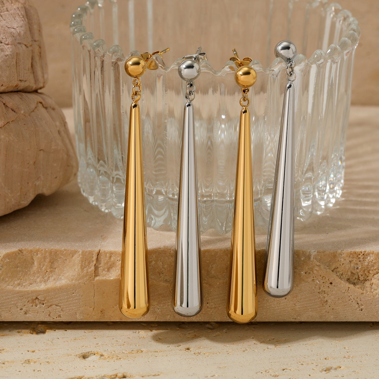 Casual Modern Style Water Droplets 304 Stainless Steel 16K Drop Earrings