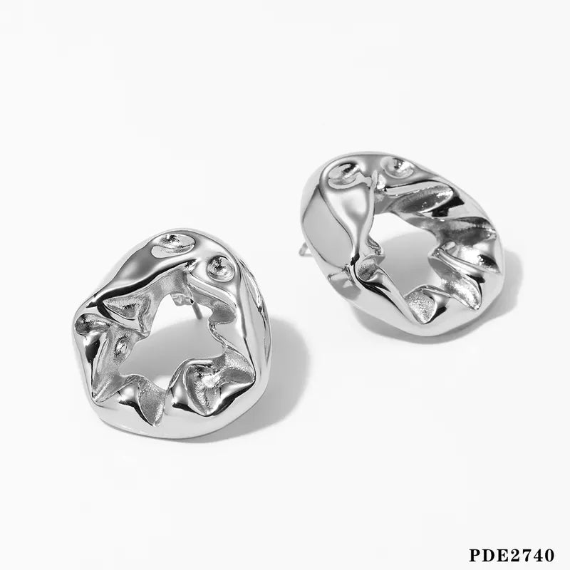 Casual Simple Style Irregular Pleated Hollow Out 304 Stainless Steel  Ear Studs