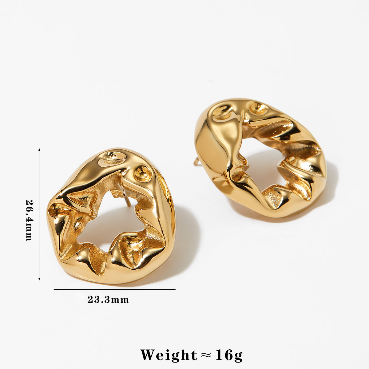 Casual Simple Style Irregular Pleated Hollow Out 304 Stainless Steel  Ear Studs