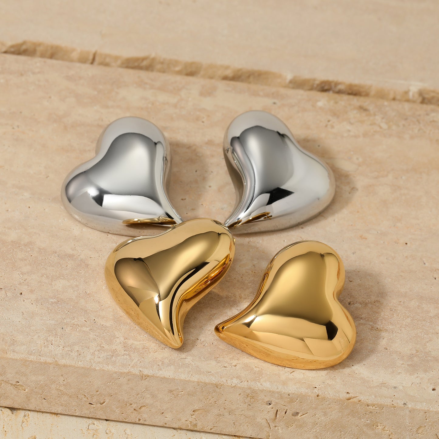 Casual Cute Simple Style Heart Shape 304 Stainless Steel 16K Gold Plated White Gold Plated Gold Plated Ear Studs