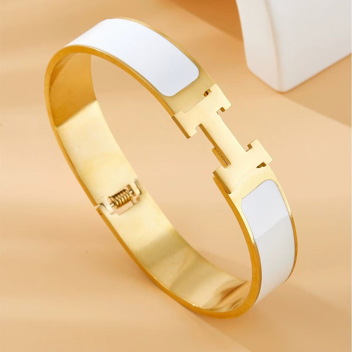 Luxurious Letter H Titanium Steel  Bangle