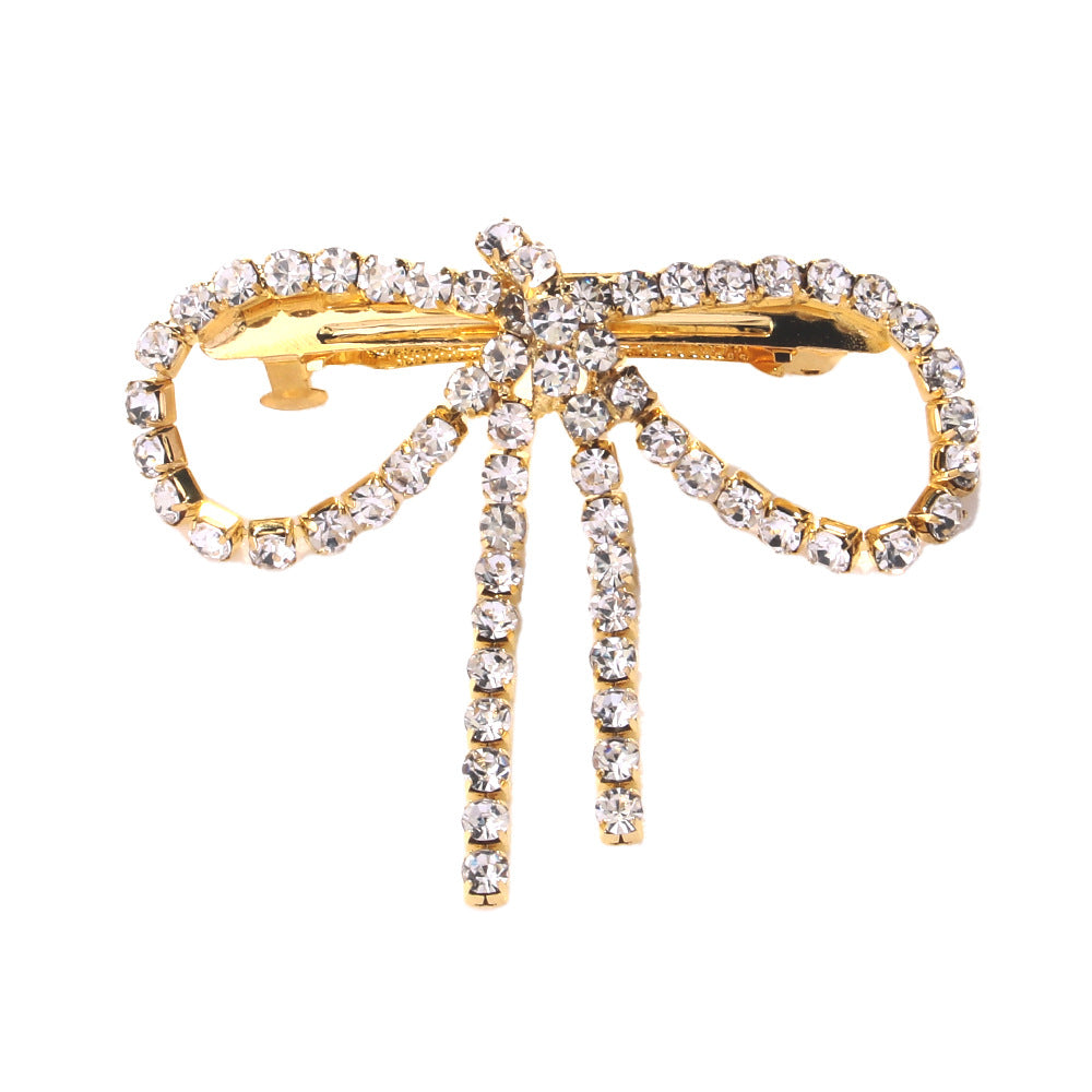 Women's Sweet Bow Knot Rhinestone Metal Tassel Hair Clip