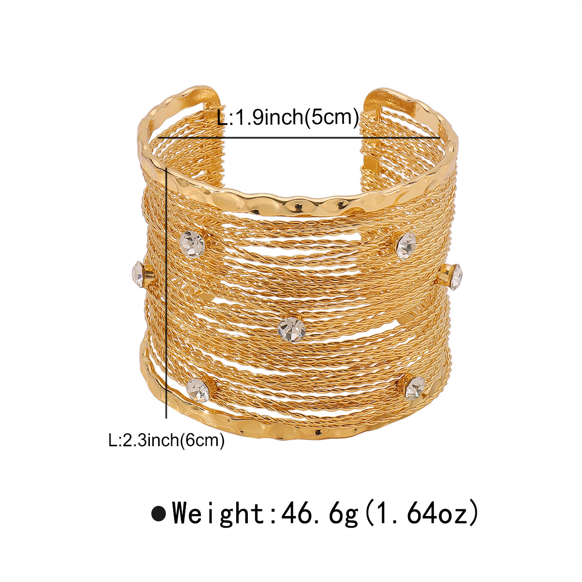 Exaggerated Luxurious Geometric Rhinestone Iron Wholesale Bangle