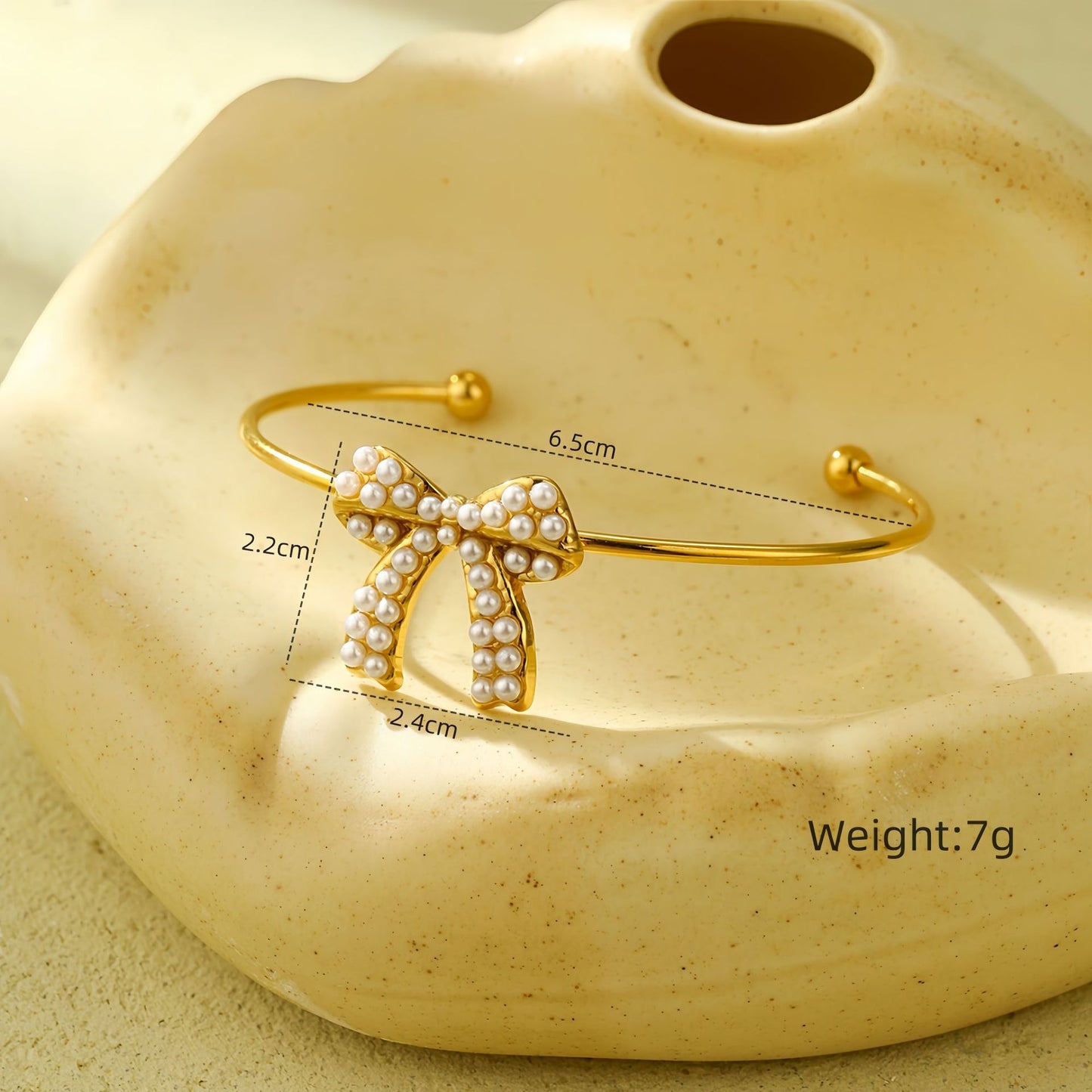 Lady Bow Knot Titanium Steel Plating Pearl Women's Jewelry Set