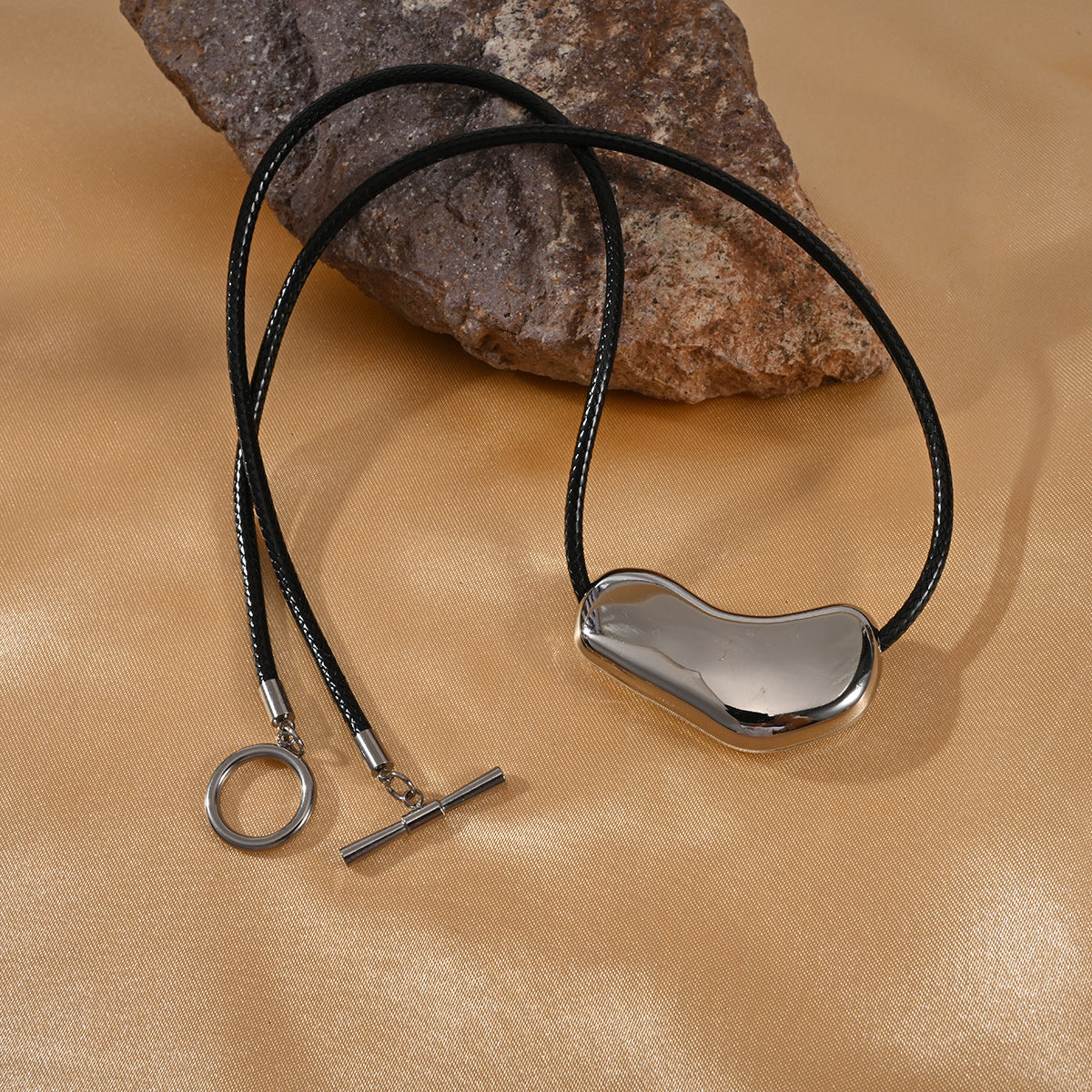 Leather Rope Titanium Steel Pendant Necklace